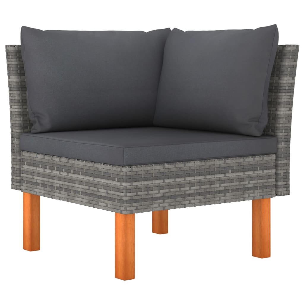 vidaXL Ecksofa Poly Rattan und Eukalyptus Massivholz