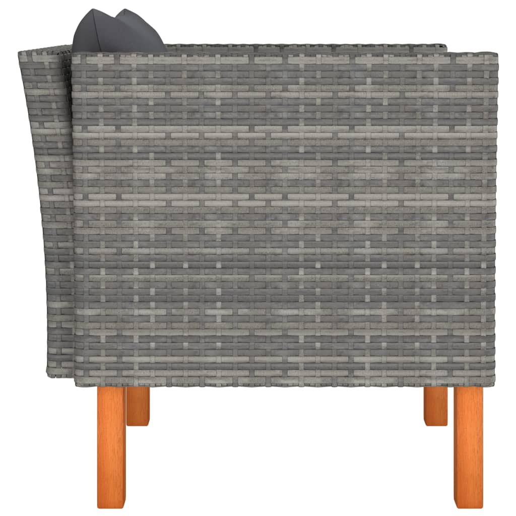 Thumbnail - vidaXL Gartensofa Poly Rattan und Eukalyptus Massivholz