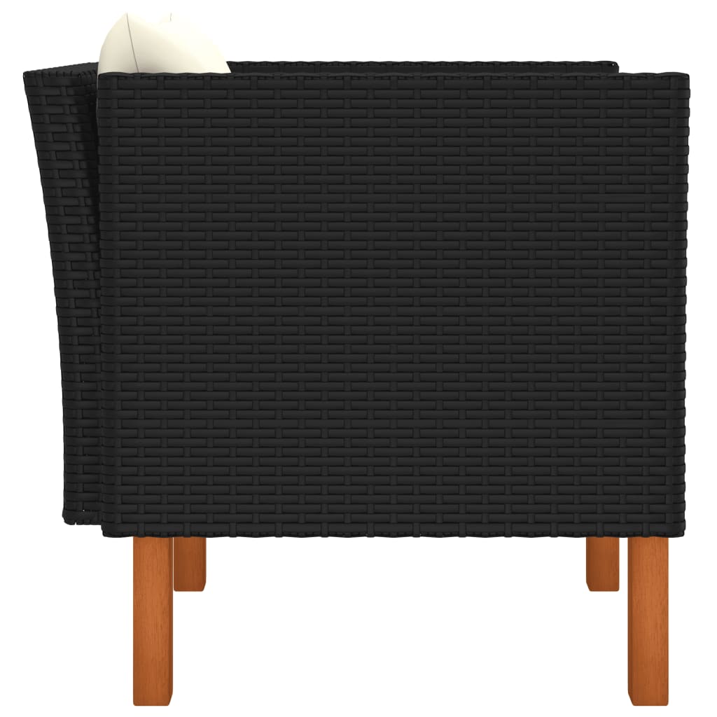 Thumbnail - vidaXL Gartensofa Poly Rattan und Eukalyptus Massivholz