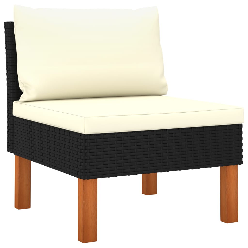 Thumbnail - vidaXL Mittelsofas 2 Stk. Poly Rattan und Eukalyptus Massivholz