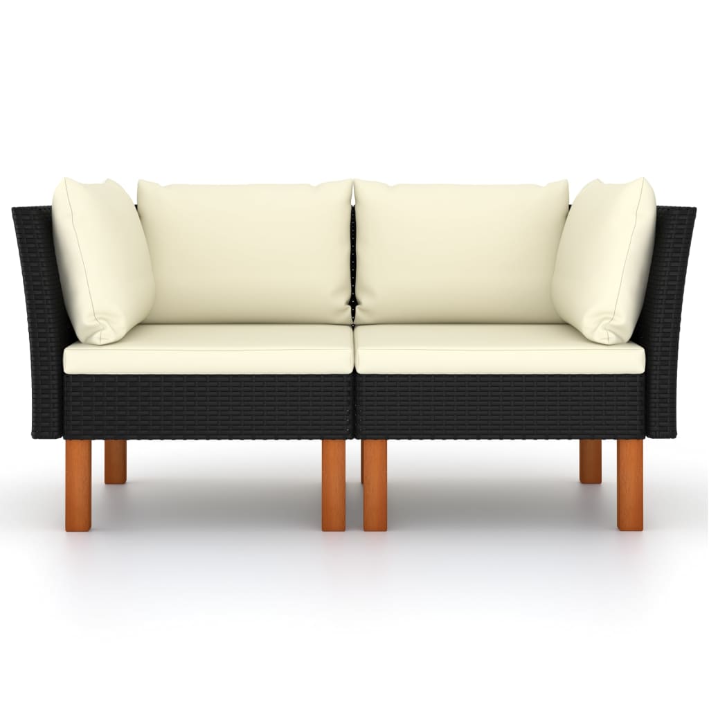 Thumbnail - vidaXL Ecksofas 2 Stk. Poly Rattan und Eukalyptus Massivholz