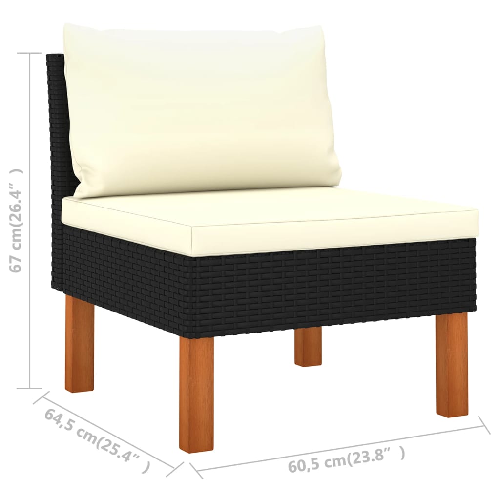3x Solid Eucalyptus Wood Middle Sofa Poly Rattan Lounge Seating Garden vidaXL - Picture 15 of 36