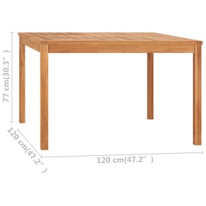 Zahradní jídelní stůl 120 x 120 x 77 cm masivní teakové dřevo - obrázek 6