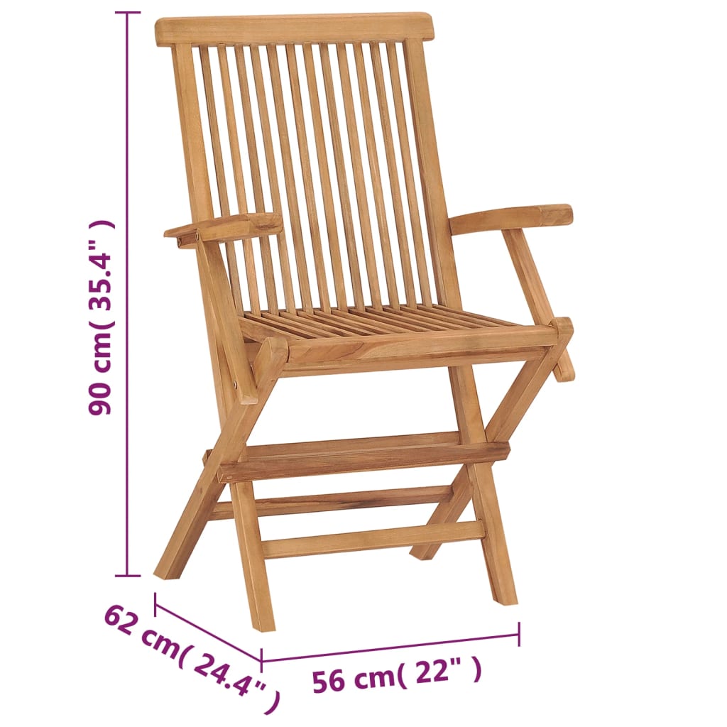 2/3x Solid Teak Wood Folding Chairs Garden Outdoor Wooden Furniture vidaXL - Picture 8 of 45