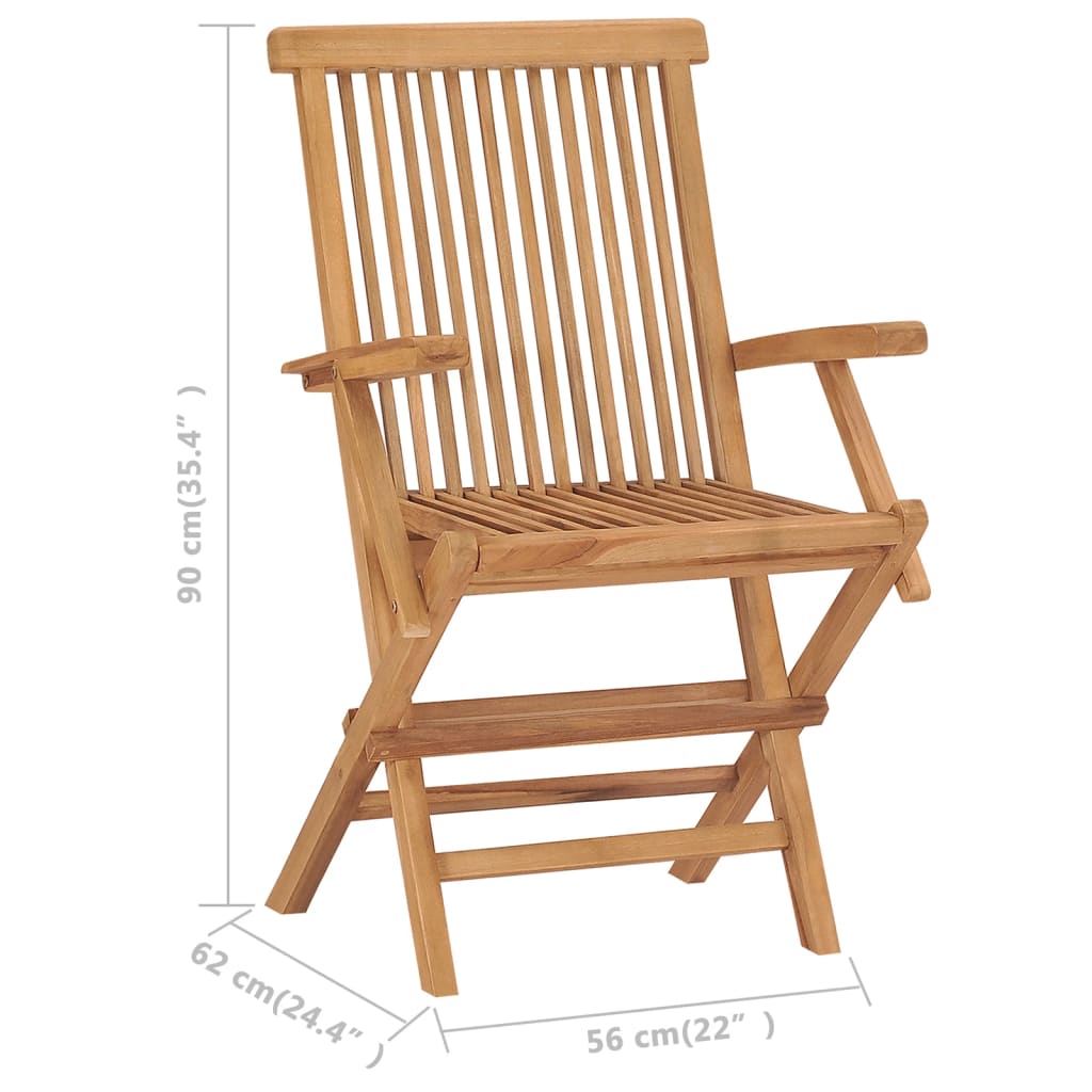 2/3x Solid Teak Wood Folding Chairs Garden Outdoor Wooden Furniture vidaXL - Picture 16 of 45