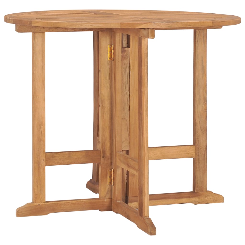 Folding Garden Dining Table Ø90×75 cm Solid Teak Wood