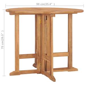 Skládací zahradní jídelní stůl Ø 90 x 75 cm masivní teak - obrázek 7