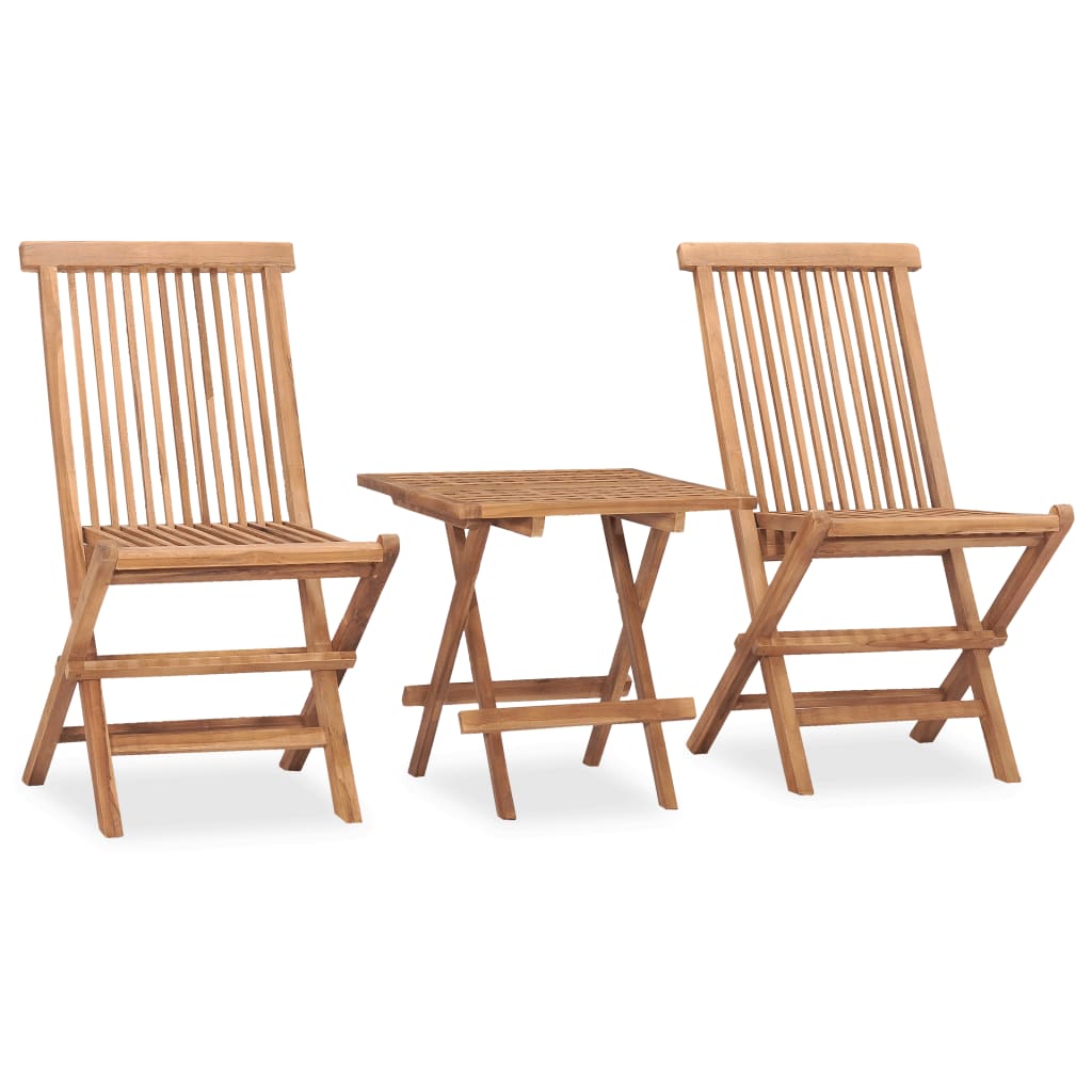 vidaXL Set mobilier de exterior pliabil, 3 piese, lemn masiv tec