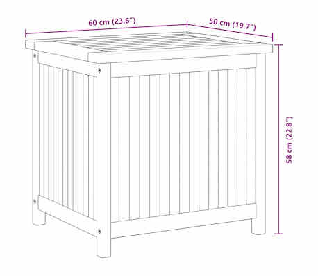 vidaXL Teak Massiv Gartenbox 60x50x58cm Aufbewahrungsbox Auflagenbox