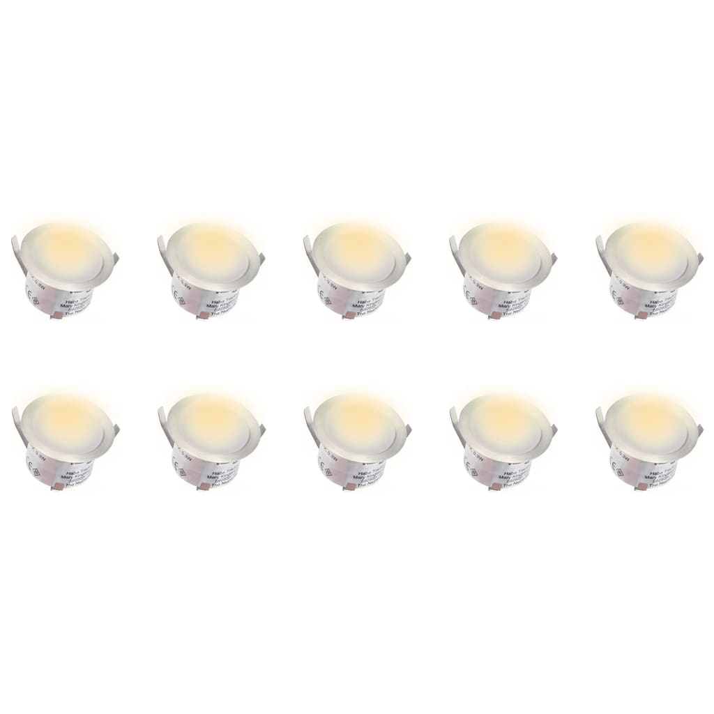 vidaXL Grindinio LED šviestuvai, 10vnt., šiltos baltos spalvos