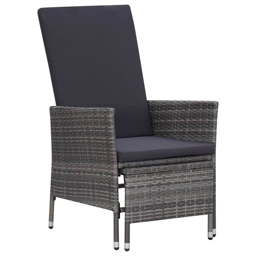 

vidaXL 3-delige Loungeset met kussens poly rattan grijs