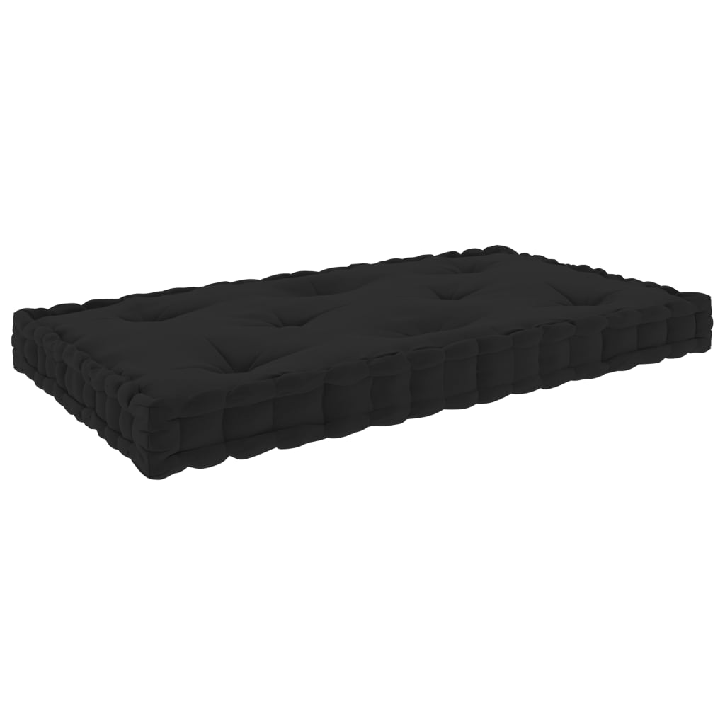 vidaXL Палетна възглавница за под, черна, 73x40x7 см, памук