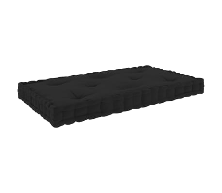 vidaXL Палетна възглавница за под, черна, 73x40x7 см, памук