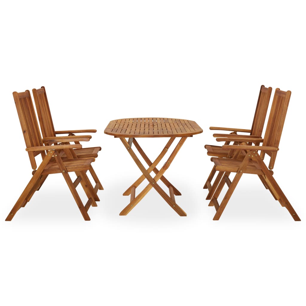 vidaXL Juego de comedor de jardín 5 piezas madera maciza de acacia