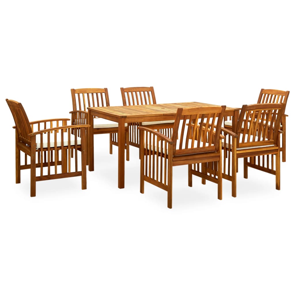 3058087  7 PIECE GARDEN DINING SET WITH CUSHIONS SOLID ACACIA WOOD (45962+2X312129) V-3058087