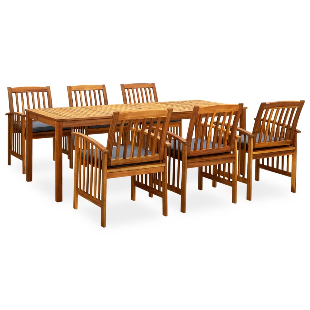 3058092  7 PIECE GARDEN DINING SET WITH CUSHIONS SOLID ACACIA WOOD (45963+2X312131) V-3058092