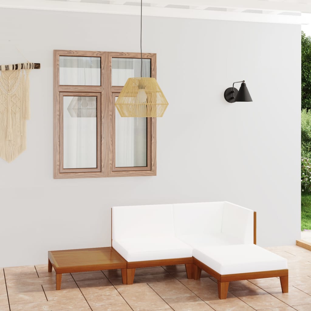 vida XL 4-tlg. Garten-Lounge-Set mit Kissen Massivholz Akazie