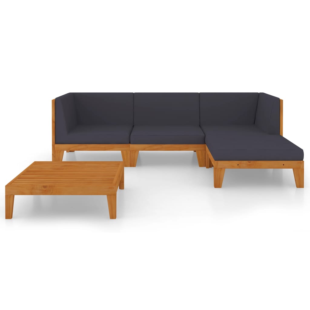 

vidaXL 5-delige Loungeset met kussens massief acaciahout