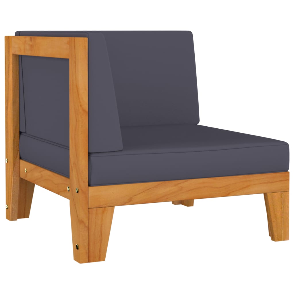 2-osobowa sofa z ciemnoszarymi poduszkami, drewno akacjowe