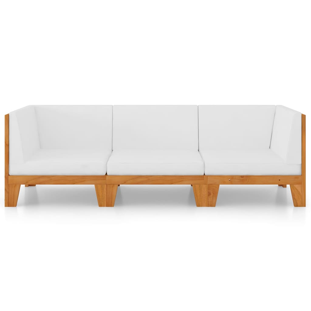 vidaXL 3-delige Loungeset met kussens massief acaciahout afbeelding
