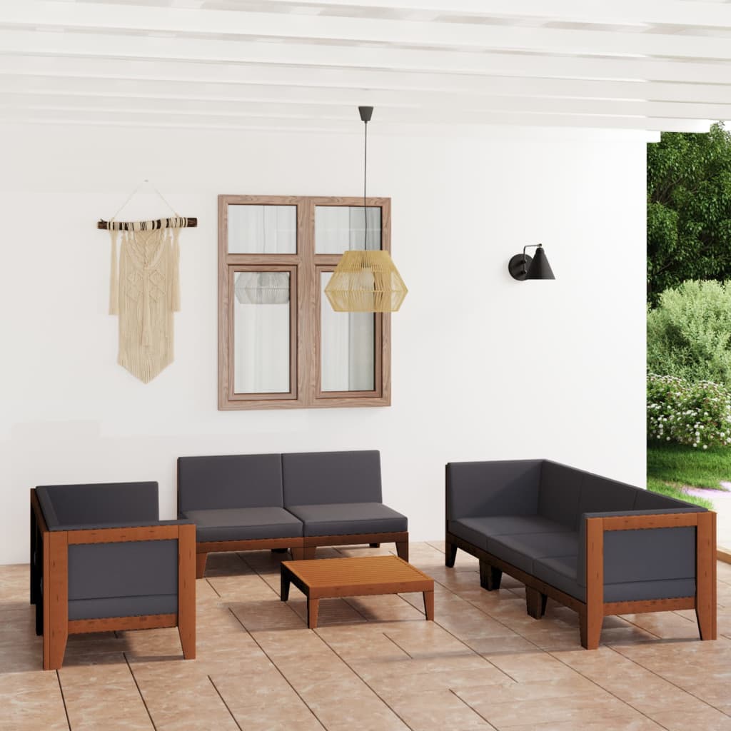 vidaXL 9-tlg. Garten-Lounge-Set mit Kissen Akazie Massivholz