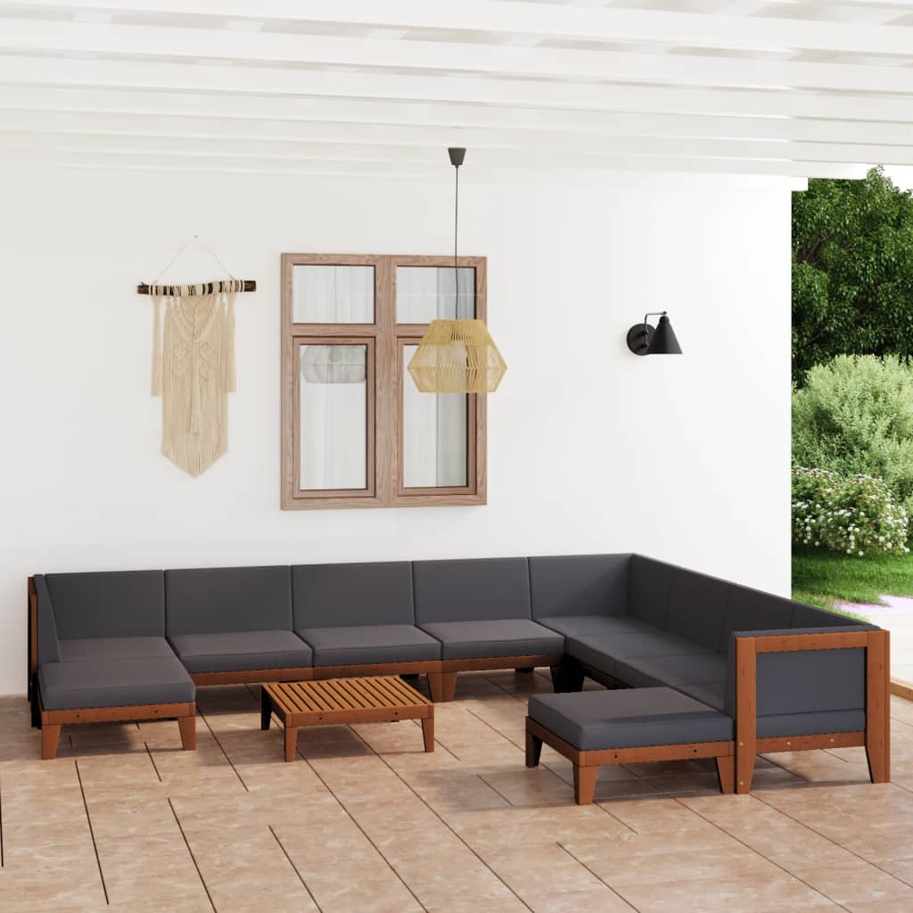 vidaXL 11-tlg. Garten-Lounge-Set mit Kissen Akazie Massivholz