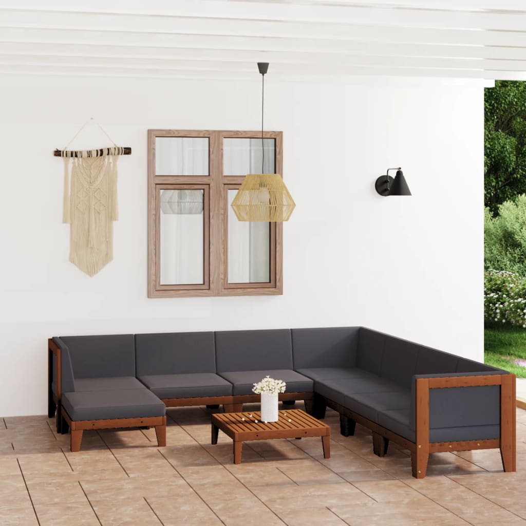 vidaXL 9-tlg. Garten-Lounge-Set mit Kissen Akazie Massivholz