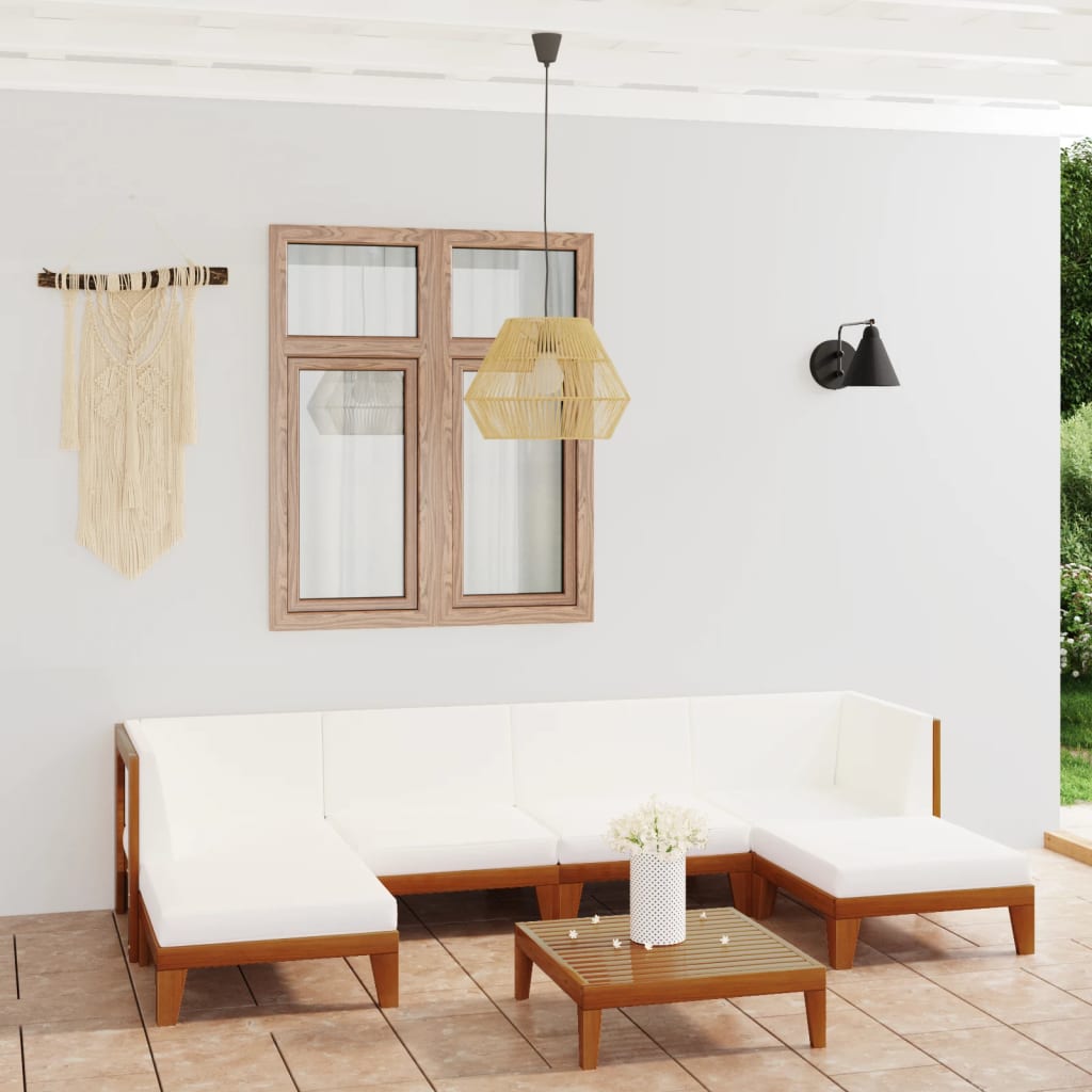 vidaXL 7-tlg. Garten-Lounge-Set mit Kissen Massivholz Akazie