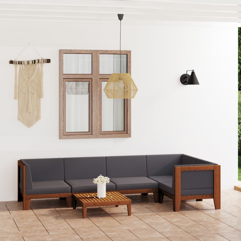 vida XL 6-tlg. Garten-Lounge-Set mit Kissen Akazie Massivholz