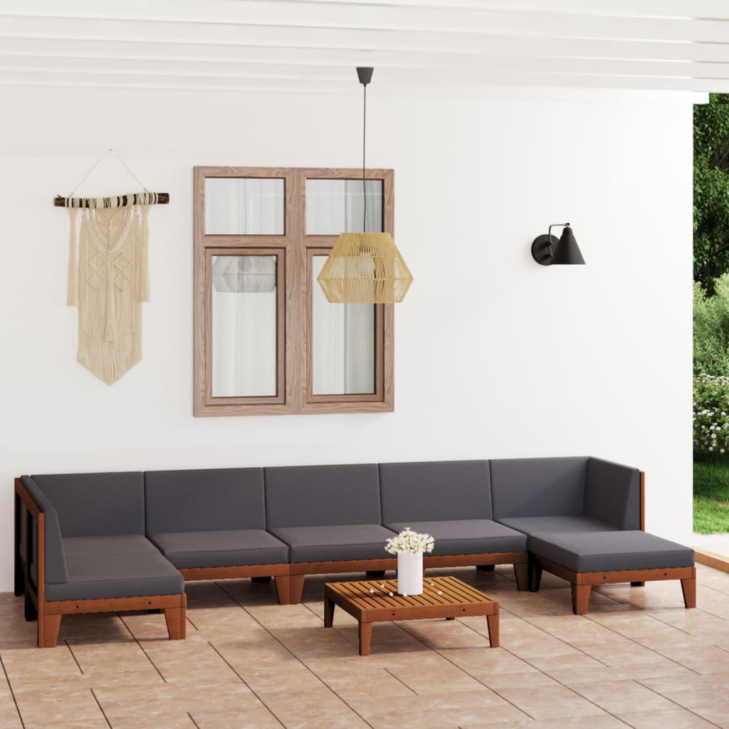 Vidaxl Set Mobilier Gradina Cu Perne, 8 Piese, Lemn Masiv Acacia