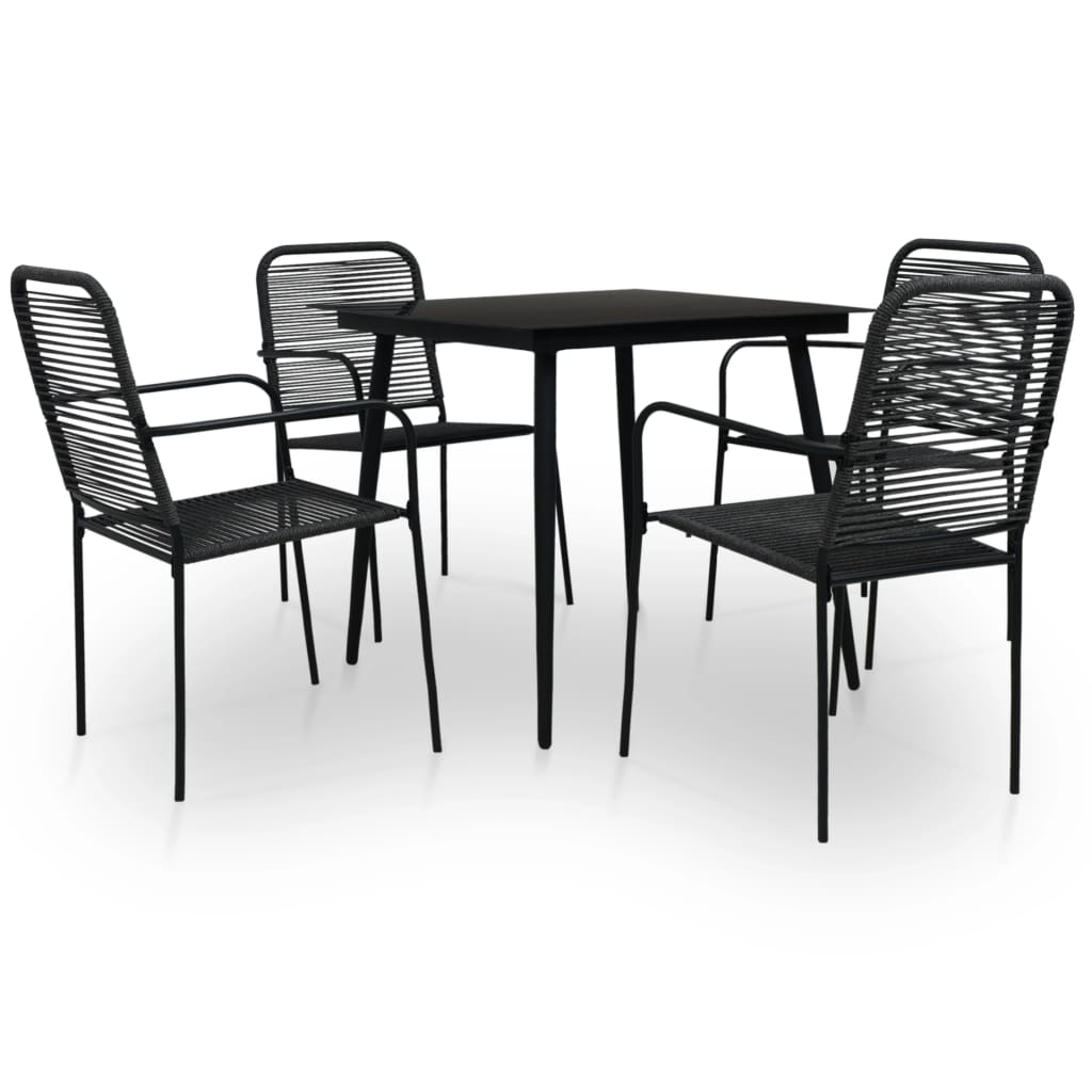 vidaXL Set mobilier de grădină, 5 piese, negru, frânghie bumbac & oțel