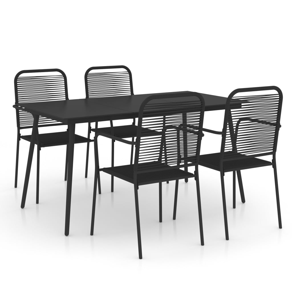 Photos - Garden Furniture VidaXL 5 Piece Patio Dining Set Cotton Rope and Steel Black 