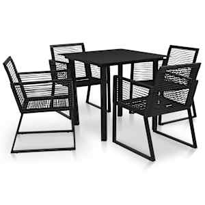 vidaXL 5-osaline aiam&ouml;&ouml;blikomplekt, PVC-rotang, must