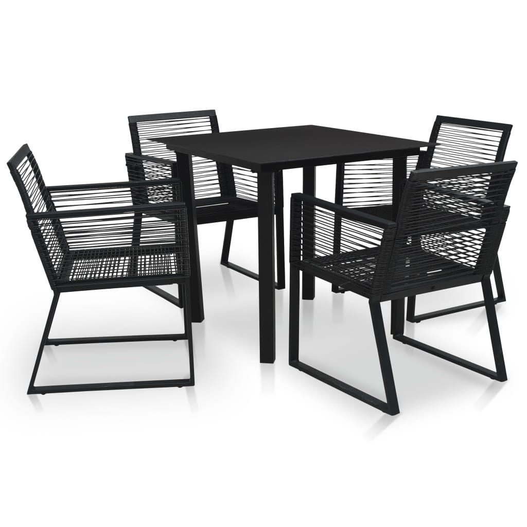 vidaXL 5-tlg. Garten-Essgruppe PVC Rattan Schwarz