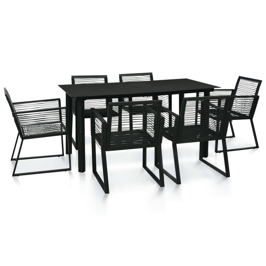 vidaXL Set mobilier de exterior, 7 piese, negru, ratan PVC vidaXL imagine model 2022