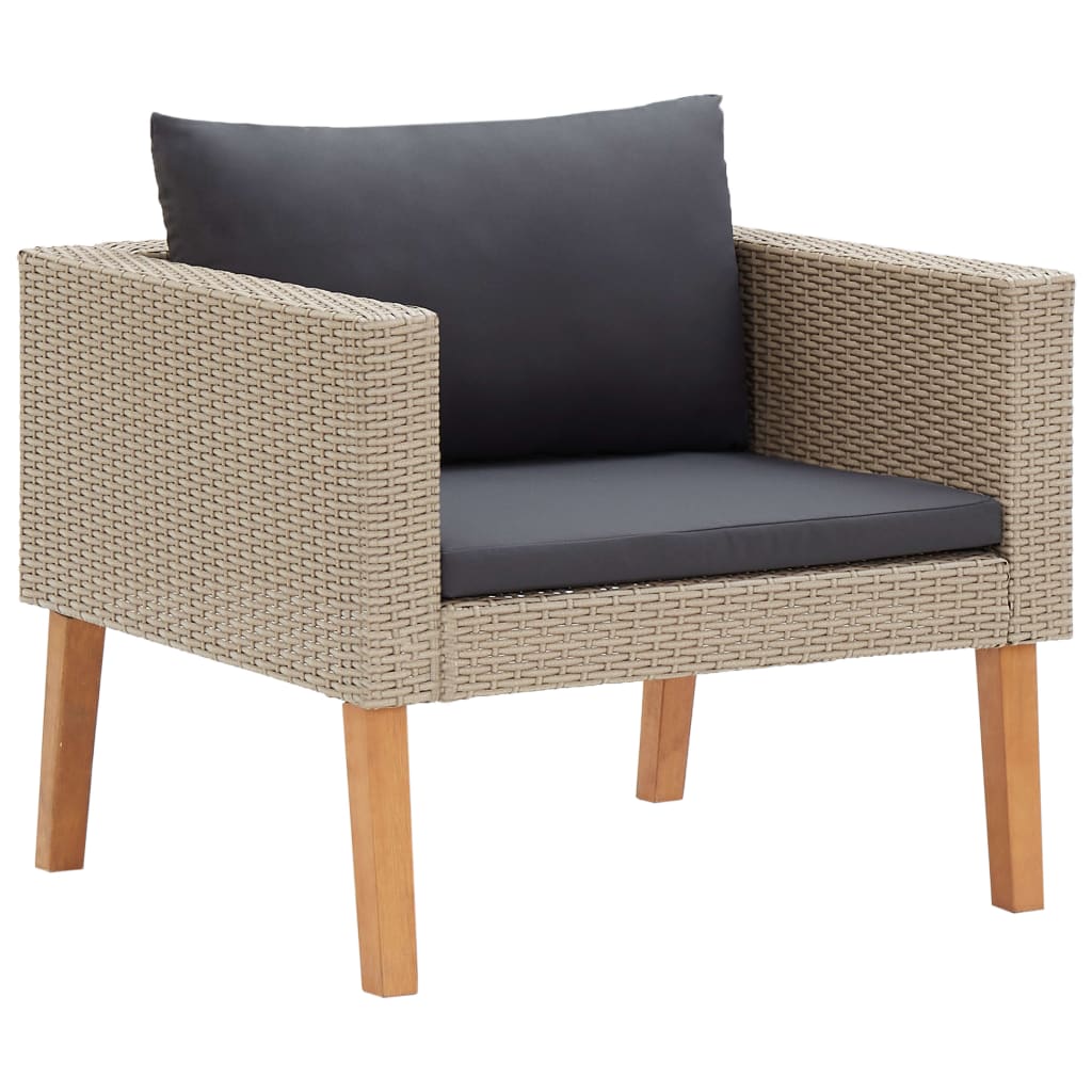

vidaXL 5-delige Loungeset met kussens poly rattan beige