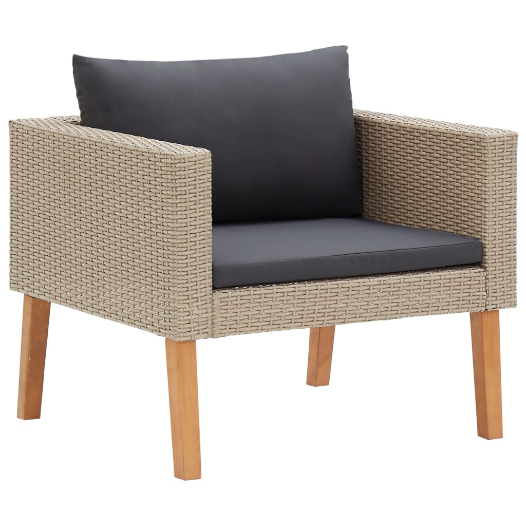vidaXL 4-delige Loungeset met kussens poly rattan beige afbeelding