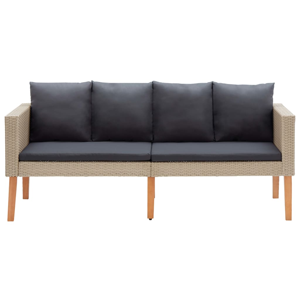 vidaXL 2-delige Loungeset met kussens poly rattan beige afbeelding