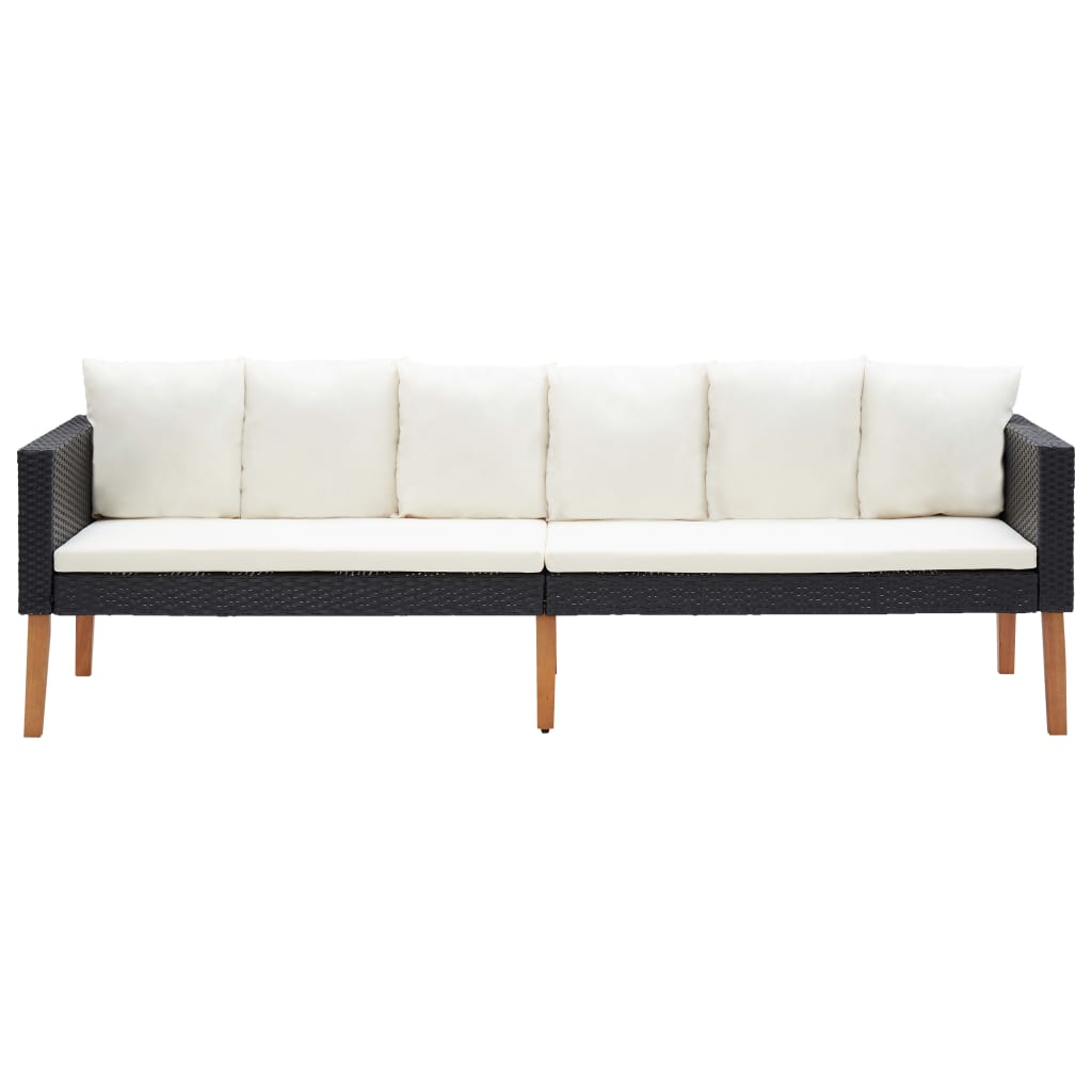 vidaXL 4-delige Loungeset met kussens poly rattan zwart afbeelding