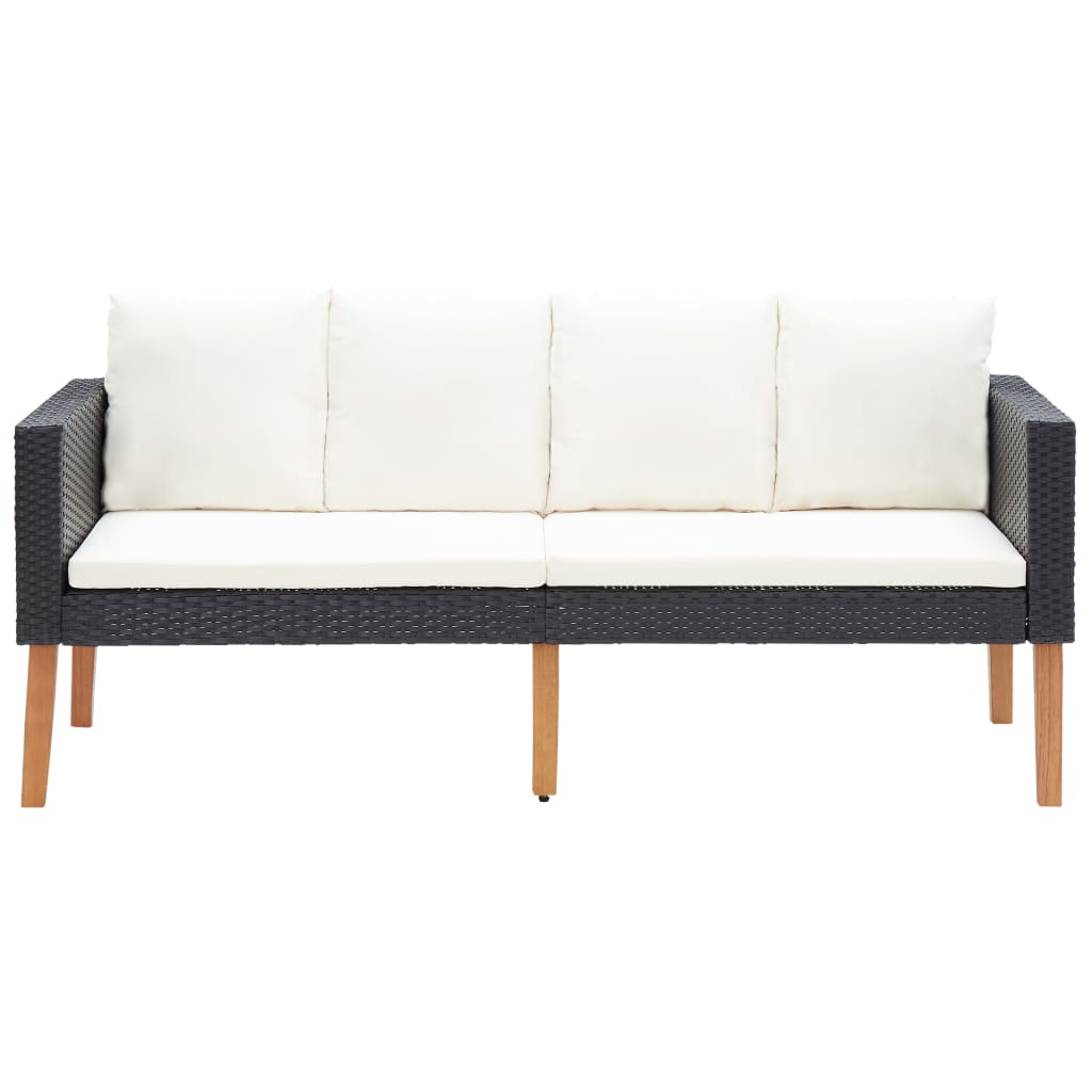 Thumbnail - vidaXL 3-tlg. Garten-Lounge-Set mit Kissen Poly-Rattan Schwarz
