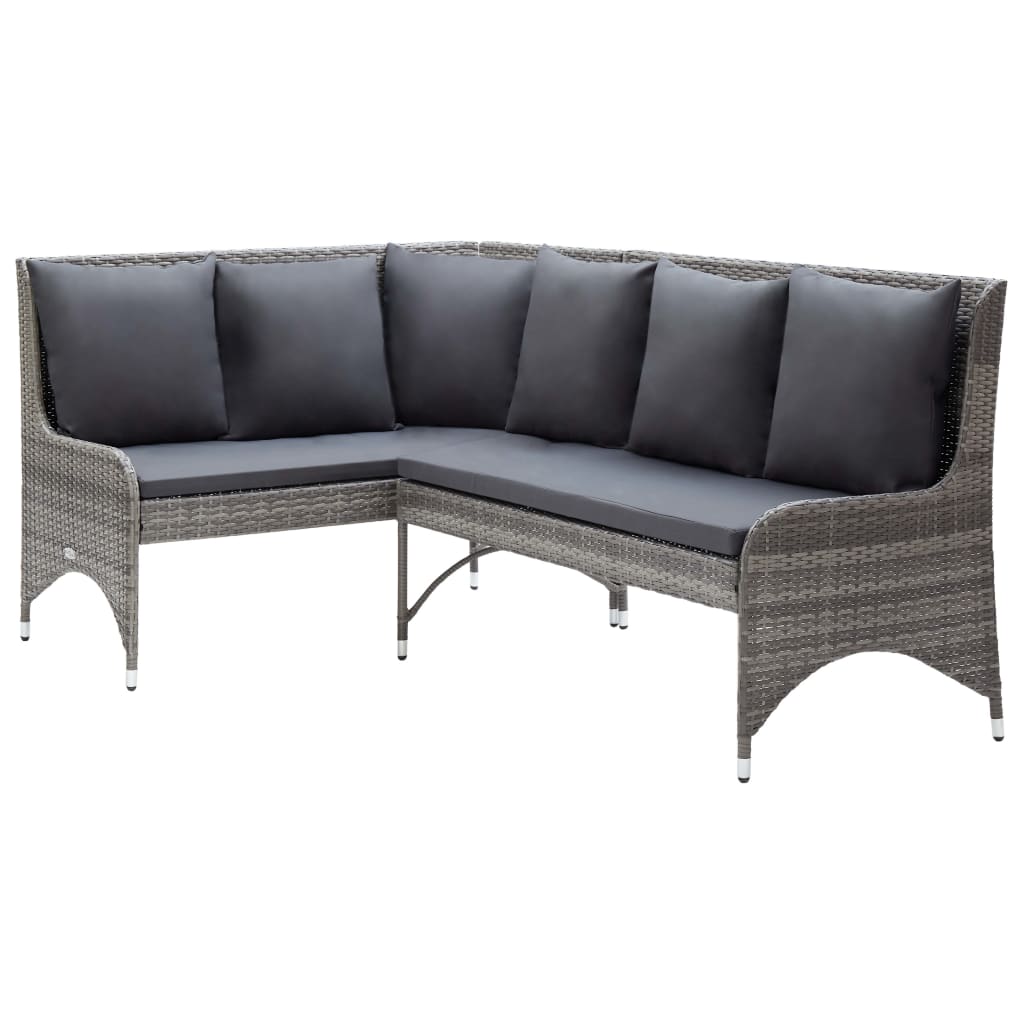 

vidaXL 3-delige Loungeset met kussens poly rattan grijs