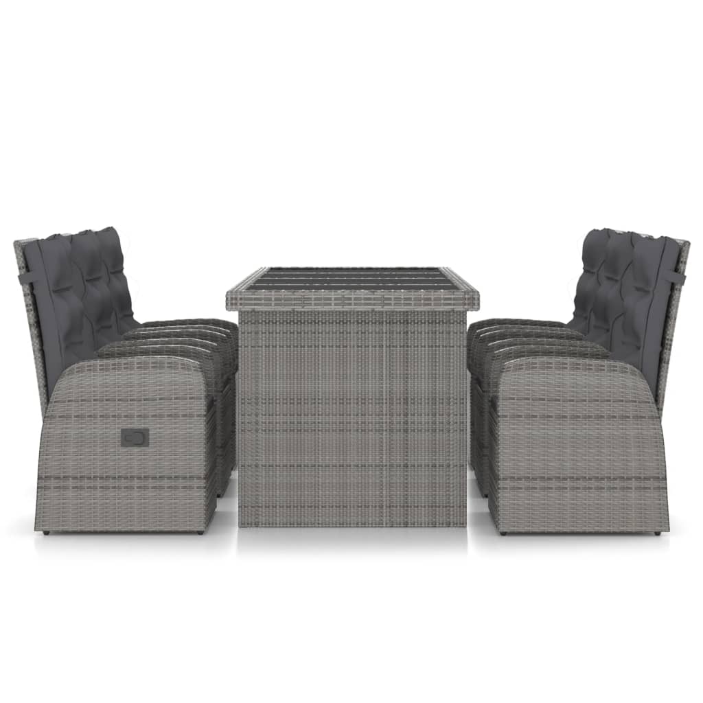 

vidaXL 7-delige Tuinset met kussens poly rattan grijs