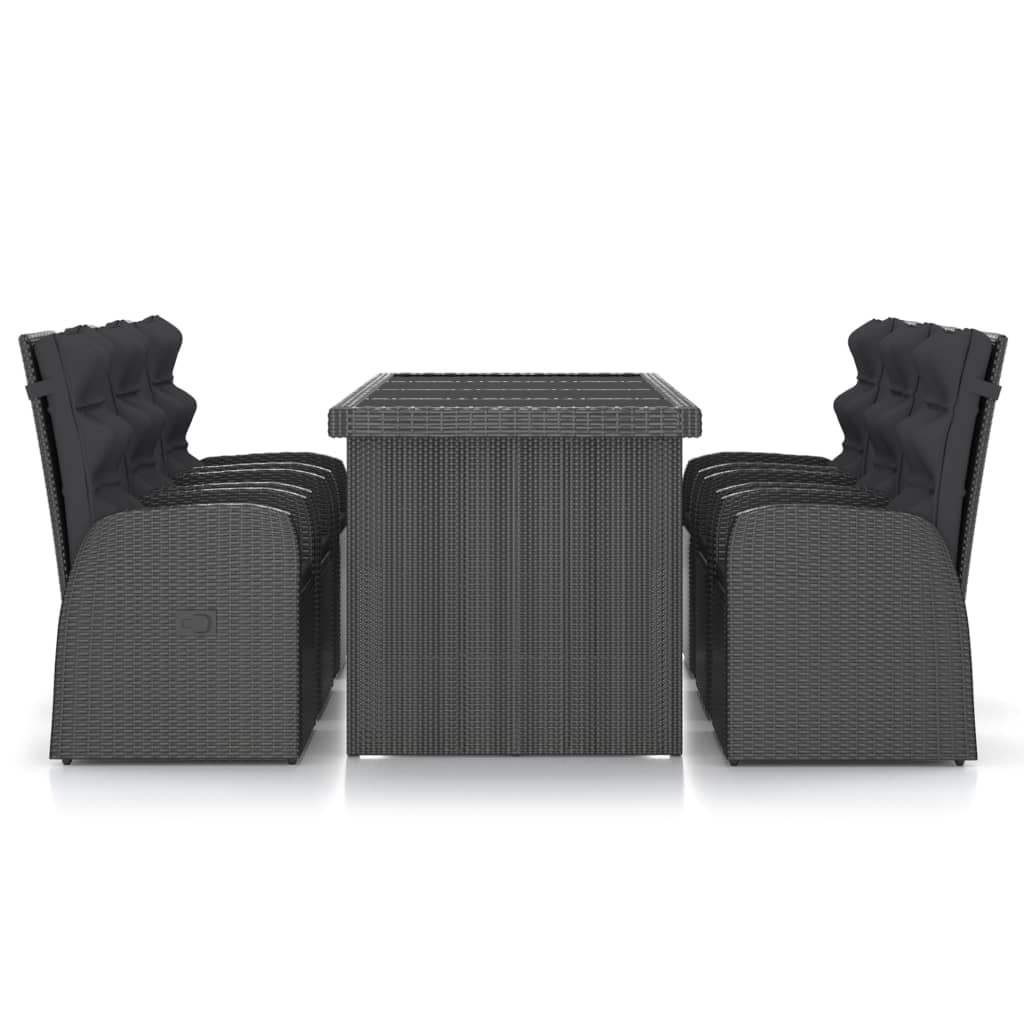 vidaXL 7-delige Tuinset met kussens poly rattan zwart afbeelding