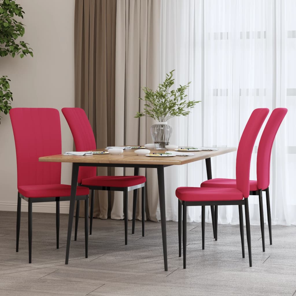 vidaXL Chaises à manger lot de 4 rouge bordeaux velours