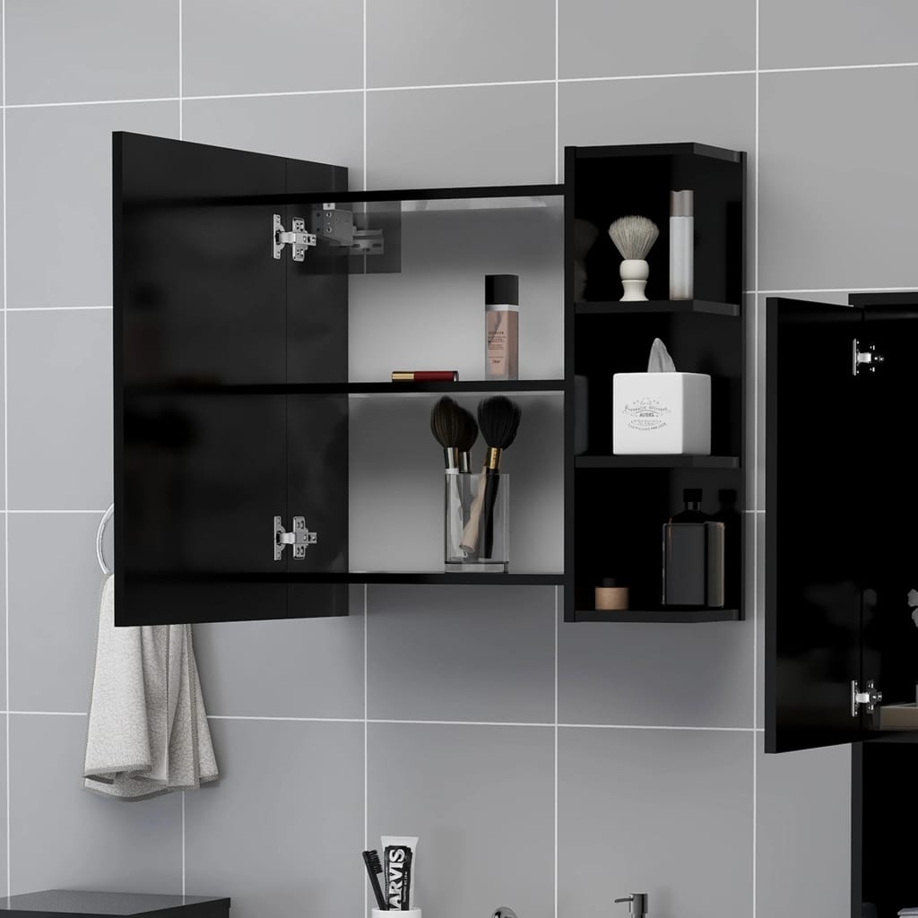 

vidaXL Badkamerspiegelkast 62,5x20,5x64 cm spaanplaat zwart