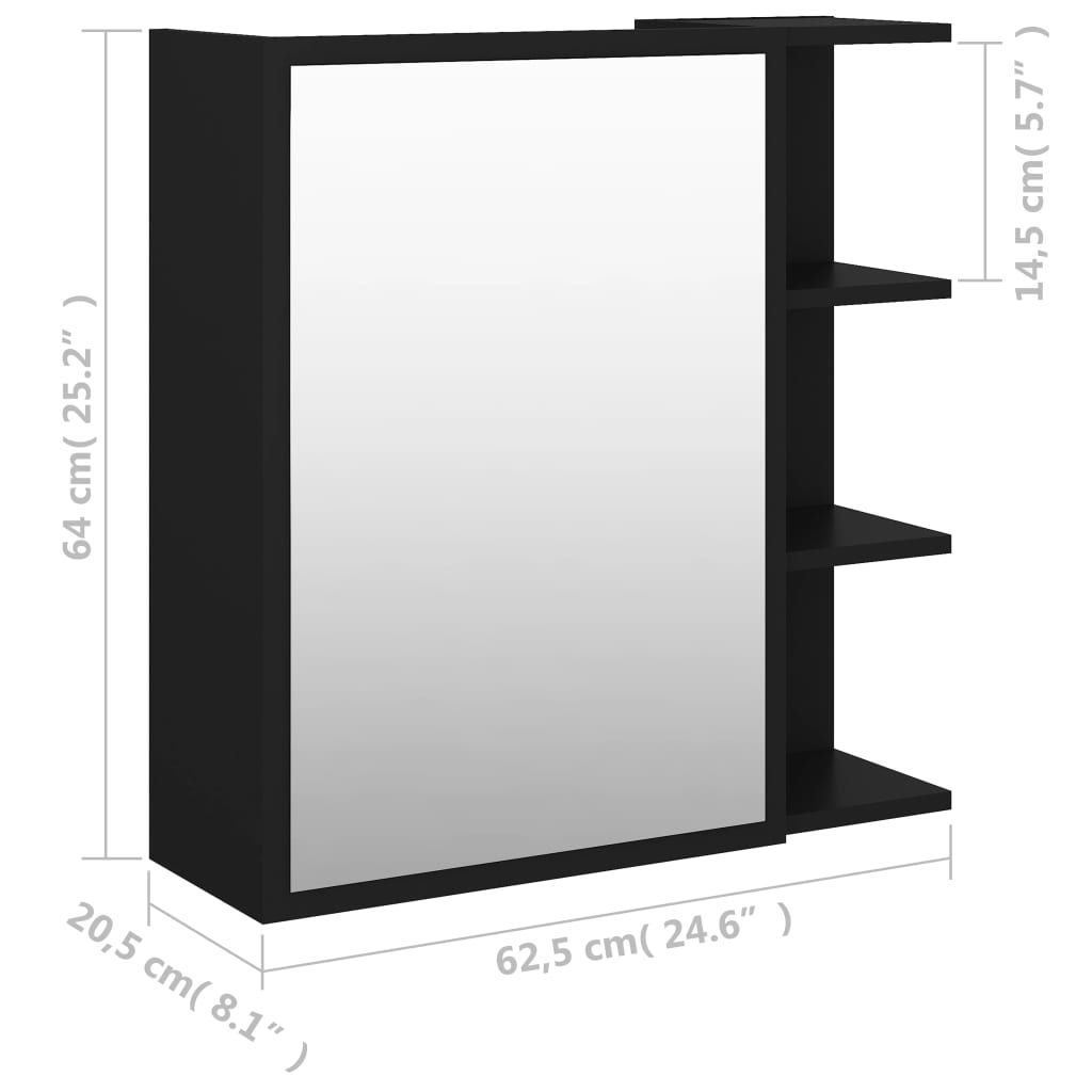 Bad-Spiegelschrank Schwarz 62,5×20,5×64 cm Spanplatte