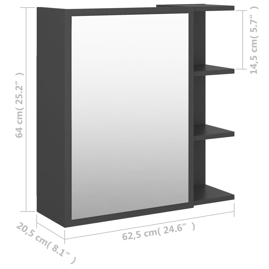 Bad-Spiegelschrank Grau 62,5×20,5×64 cm Spanplatte