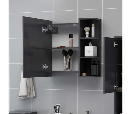 vidaXL Bathroom Mirror Cabinet Grey 62.5x20.5x64 cm Engineered Wood