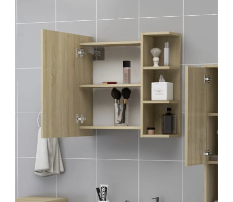 vidaXL Kylpyhuoneen peilikaappi Sonoma 62,5x20,5x64 cm tekninen puu