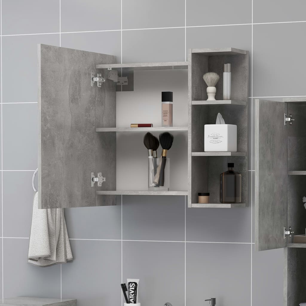 vidaXL Bathroom Mirror Cabinet Concrete Grey 62.5x20.5x64 cm Engineered Wood